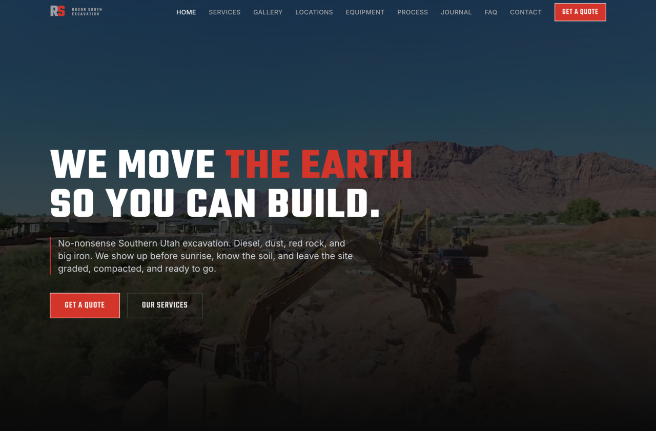 Roxor South Excavation website screenshot